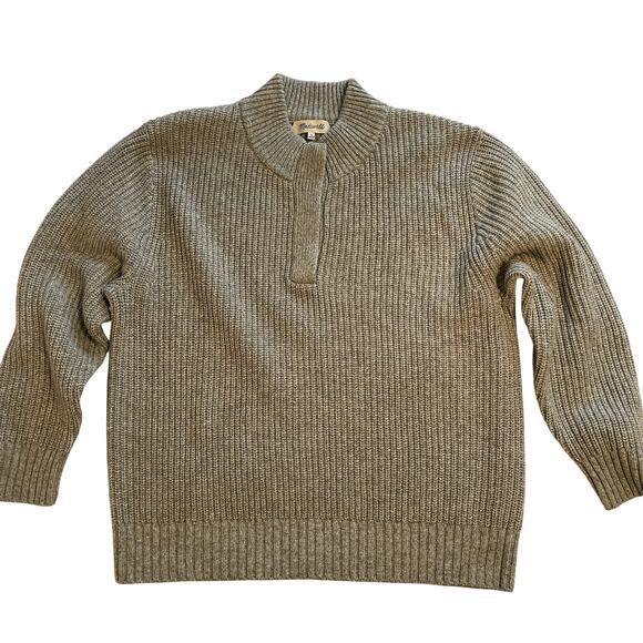Madewell NWOT Men's Gray Mockneck Button Up Sweater, size L - Picture 1 of 8
